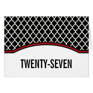 Red Elegant Quatrefoil Tischnummer Card