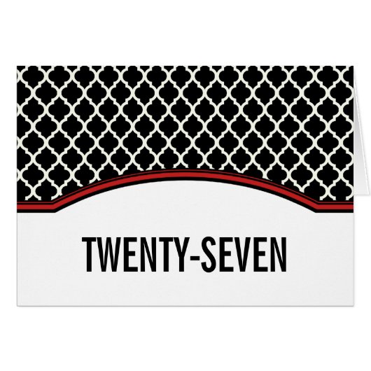 Red Elegant Quatrefoil Tischnummer Card (Vorderseite (Horizontal))