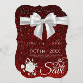 Red Elegant Save the Date Card (Vorne/Hinten)