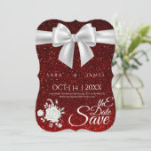 Red Elegant Save the Date Card (Stehend Vorderseite)