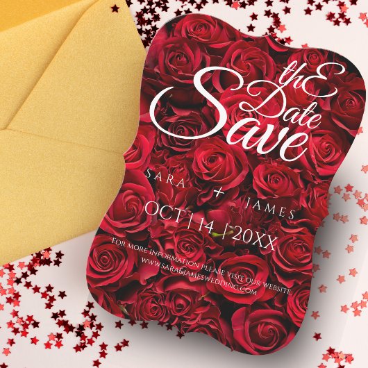 Red Elegant Save the Date Card