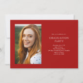 Red Elegant Script 3 Foto Graduation Party Einladung (Rückseite)