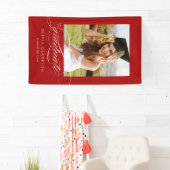 Red Elegant Script Abschluss Foto Party Banner (Insitu)