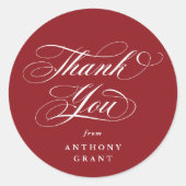 Red Elegant Script Abschluss Vielen Dank Runder Aufkleber (Vorderseite)