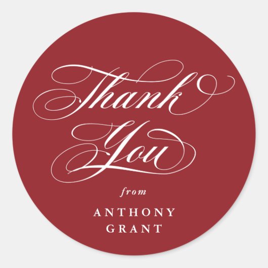 Red Elegant Script Abschluss Vielen Dank Runder Aufkleber (Vorderseite)