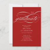 Red Elegant Script Foto Graduation Party Einladung (Vorderseite)