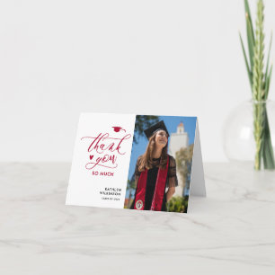 Red Elegant Script Foto Minimalistisch Abschluss Dankeskarte