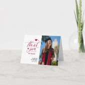 Red Elegant Script Foto Minimalistisch Abschluss Dankeskarte (Vorderseite)