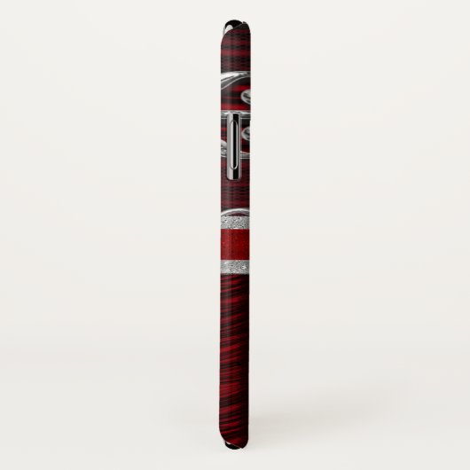 Red Elegant Silver Monogram Case-Mate iPhone Hülle (Hinten/Rechts)