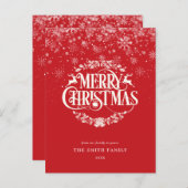 Red Elegant Simple Frohe Weihnachten Schneeflocken (Vorne/Hinten)