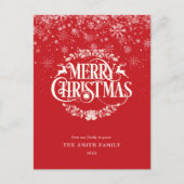 Red Elegant Simple Frohe Weihnachten Schneeflocken (Vorderseite)