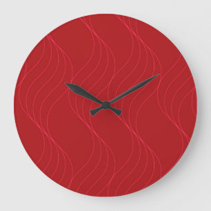 Red, elegant, simple modern cool wavy illustration große wanduhr