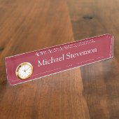 Red Elegant Stylish Business Namplate mit Clock Namensplakette (Seite)