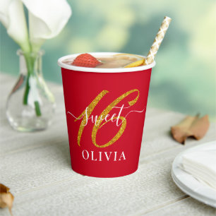 Red Elegant Sweet 16 Sechzehn Paper Cup Pappbecher