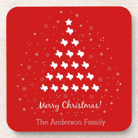 Red Elegant Texas Weihnachtsbaum Getränke Coaster Getränkeuntersetzer (Vorderseite)