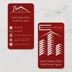 Red Elegante Business Card für Real Anwesen Agent Visitenkarte