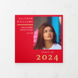 Red Elegany Class 8 Foto Abschluss Dreifach Gefaltete Ankündigung