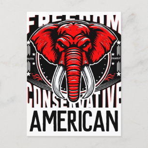 Red Elephant   Faith Family Freedservative Postkarte