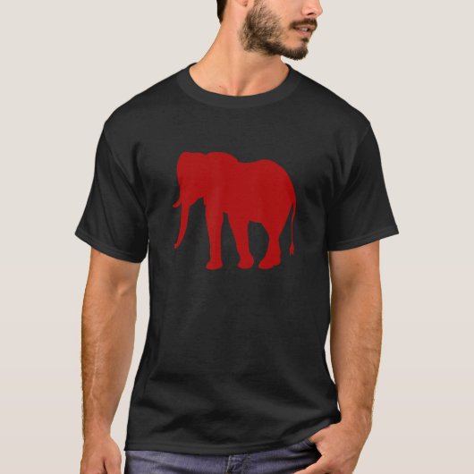 Red Elephant Silhouette Zoologe World Elephant D T-Shirt (Vorderseite)