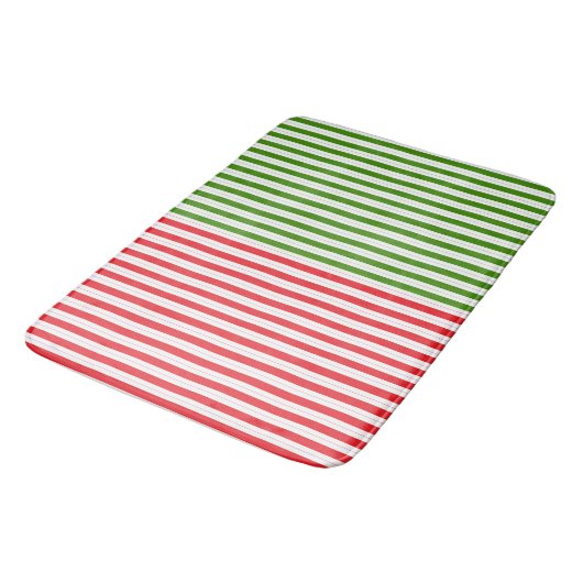 Red & Elf Green Candy Striping Streifen Badematte (Schrägansicht)