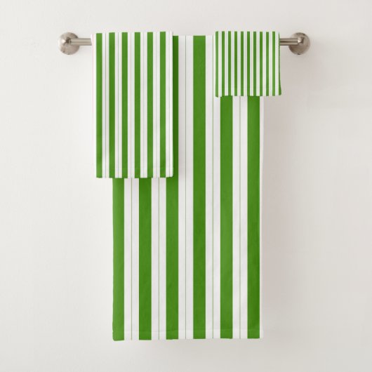 Red & Elf Green Candy Striping Streifen Badhandtuch Set (Insitu)