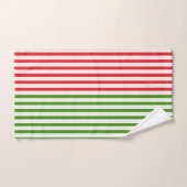 Red & Elf Green Candy Striping Streifen Badhandtuch Set (Handtuch)