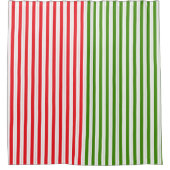 Red & Elf Green Candy Striping Streifen Duschvorhang (Vorderseite)