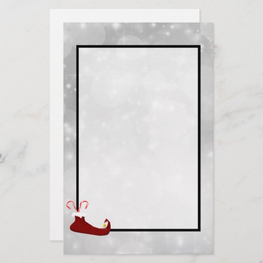 Red Elf Shoe auf Silver Bokeh Hintergrund Briefpapier (Vorne/Hinten)