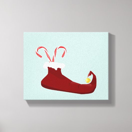 Red Elf Slipper mit Candy Canes Leinwanddruck (Vorderseite)