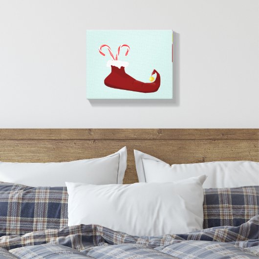 Red Elf Slipper mit Candy Canes Leinwanddruck (Insitu (Schlafzimmer))