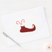 Red Elf Slipper mit Candy Canes Oval Sticker (Umschlag)