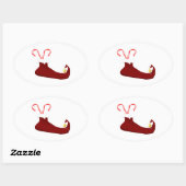 Red Elf Slipper mit Candy Canes Oval Sticker (Blatt)