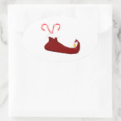 Red Elf Slipper mit Candy Canes Oval Sticker (Tasche)