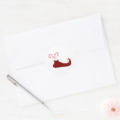 Red Elf Slipper mit Candy Canes Round Sticker (Umschlag)