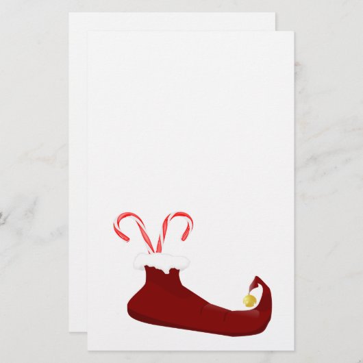 Red Elf Slipper mit Candy Canes Scrapbook Paper Briefpapier (Vorne/Hinten)
