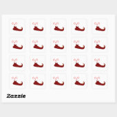 Red Elf Slipper mit Candy Canes Square Sticker (Blatt)