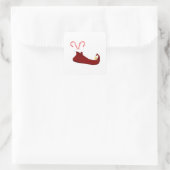 Red Elf Slipper mit Candy Canes Square Sticker (Tasche)