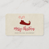 Red Elf Slipper mit Candy Canes Visitenkarte (Vorderseite)