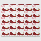 Red Elf Slippers mit Candy Canes Geschenkpapier (Flach)