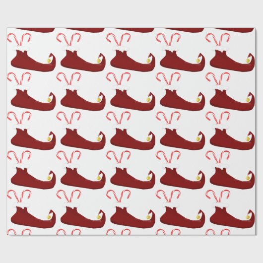 Red Elf Slippers mit Candy Canes Geschenkpapier (Flach)