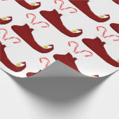 Red Elf Slippers mit Candy Canes Geschenkpapier (Ecke)