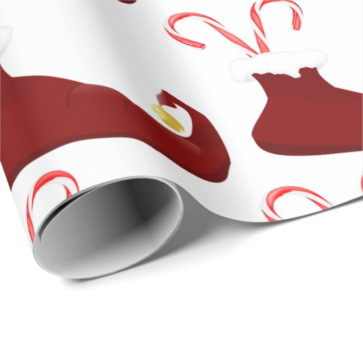 Red Elf Slippers mit Candy Canes Geschenkpapier (Rolleneckpunkt)