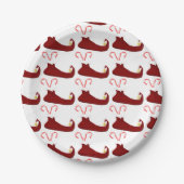 Red Elf Slippers mit Candy Canes Pappteller (Vorderseite)