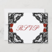 Red, Elfenbein und Black Lace Wedding RSVP (Rückseite)