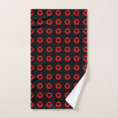 Red Emblem Heart Pattern on Deep Black Badhandtuch Set (Handtuch)