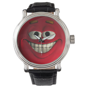 Red Emoticon mit weißen Zähnen Armbanduhr