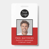 Red Employee Foto Company ID Ausweis (Vorderseite)
