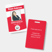 Red Employee Foto ID Abzeichen Ausweis (Vorder- & Rückseite)