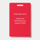 Red Employee Foto ID Abzeichen Ausweis (Rückseite)