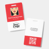 Red Employee Foto, qr Code, Logo, Name Ausweis (Vorder- & Rückseite)